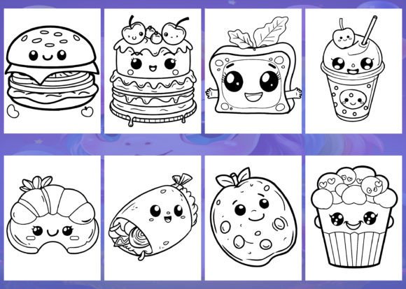 Food & Drink & Snacks Coloring Book For kids