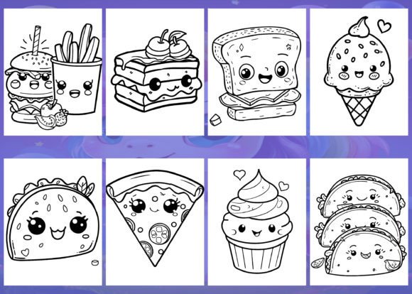 Food & Drink & Snacks Coloring Book For kids