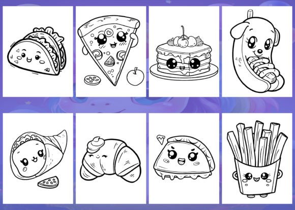 Food & Drink & Snacks Coloring Book For kids