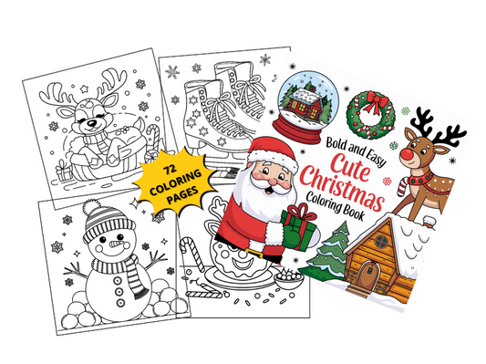 Bold and Easy Cute Christmas Coloring book: big and simple design Bundler for relaxing and festive.