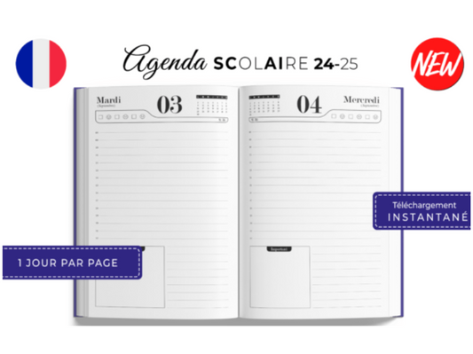 Agenda Scolaire 2024-2025 : Organisateur scolaire semainier, simple, beau, pratique et abordable Pour Étudiants Collège, Lycée (format A5)