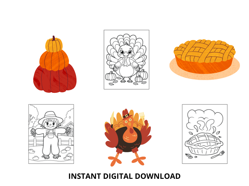 Cute Thanksgiving Coloring Book: Bold And Easy Design Simlpe For Kids And Adults, pumpkin pies and harvest scenes, cozy autumn moments, and Thanksgiving meals.