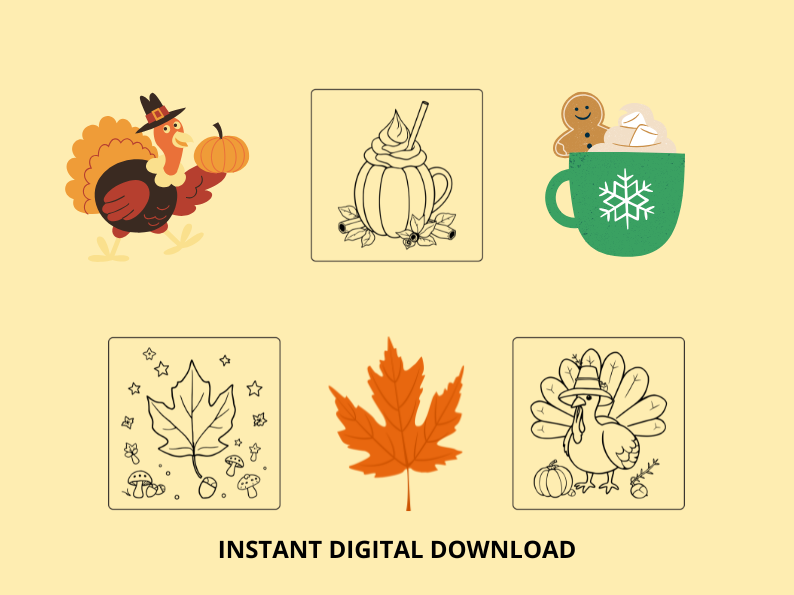 Thanksgiving coloring book: Bold and Easy Coloring Book for kids and adults, Perfect for relaxation (joyful turkeys and pumpkins).