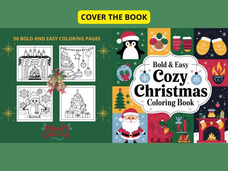 Cozy Christmas: Comfy Coloring Book for Adults and kids, Bold and Easy design for relaxation (stress relief)