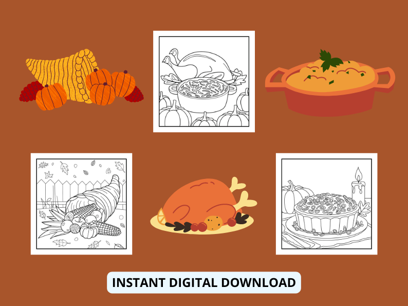 Thanksgiving Coloring Book: Bold and Easy Simple Design For all ages (Perfect for Stress Relief)